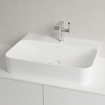Villeroy & Boch Finion wastafel onderzijde geslepen 1 kraangat 60x47cm Ceramic+ met verdekte overloop stone white SW209550