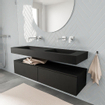 MONDIAZ ALAN 150cm - onderkast - 2 lades - vrijhangende wastafel - 2 wasbakken - 0 kraangaten - urban SW408714