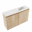 MONDIAZ TURE-DLUX 80cm toiletmeubel Washed Oak. EDEN wastafel Ostra positie rechts. Met 1 kraangat. SW1105140