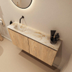 MONDIAZ TURE-DLUX 100cm toiletmeubel Washed Oak. EDEN wastafel Frappe positie links. Zonder kraangat. SW1103072