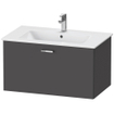 Duravit XBase Wastafelonderkast 80x47.5x44cm 1 lade Standaard greep met softclose spaanplaat Grafiet Mat SW420916