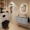 MONDIAZ TURE-DLUX 80cm toiletmeubel Plata. EDEN wastafel Glace positie rechts. Met 1 kraangat. SW1103453