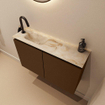 MONDIAZ TURE-DLUX 80cm toiletmeubel Rust. EDEN wastafel Frappe positie links. Met 1 kraangat. SW1103003
