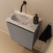 MONDIAZ TURE-DLUX 40cm toiletmeubel Smoke. EDEN wastafel Glace positie links. Zonder kraangat. SW1103544