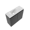 MONDIAZ TURE-DLUX 60cm toiletmeubel Dark Grey. EDEN wastafel Opalo positie links. Zonder kraangat. SW1104333