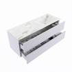 MONDIAZ VICA-DLUX Badkamermeubelset - 130cm - onderkast cale- 2 lades - inbouw wastafel cloud rechts - zonder kraangaten - 60cm hoge versie - frape SW1089054