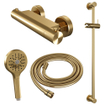 Brauer Gold Edition Douchekraan opbouw - glijstang - 1 functie - 2 gladde knoppen - handdouche rond 3 standen - PVD - geborsteld goud SW1164736