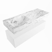 MONDIAZ ALAN - DLUX Badkamermeubelset - 120cm - onderkast - Talc - 1 lade - vrijhangende wastafel - wasbak links - 1 kraangat - Glace SW805307