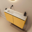 MONDIAZ TURE-DLUX 80cm toiletmeubel Ocher. EDEN wastafel Ostra positie links. Zonder kraangat. SW1104936