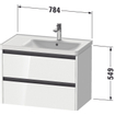 Duravit Ketho 2 wastafelonderbouwkast met 2 laden voor waskom rechts 78.4x45.5x54.9cm met grepen antraciet eiken terra mat SW772388