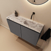 MONDIAZ TURE-DLUX 80cm toiletmeubel Dark Grey. EDEN wastafel Glace positie rechts. Zonder kraangat. SW1103248