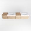 MONDIAZ BUKLA 200cm badmeubel met module 40 rechts kleur Washed Oak met 4 lades. Wastafel CLOUD dubbel 0 kraangaten kleur Talc. SW1382145