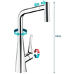 Hansgrohe Metris keukenkraan met uittrekbare vuistdouche chroom GA96125