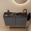 MONDIAZ TURE-DLUX 80cm toiletmeubel Dark Grey. EDEN wastafel Lava positie rechts. Met 1 kraangat. SW1103744