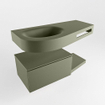 MONDIAZ RIVA Badkamermeubelset - 100x50x30cm - 1 lade - MDF Army mat - push to open - 1 kraangat - wasbak links - solid surface army SW703060