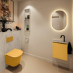 MONDIAZ TURE-DLUX 40cm toiletmeubel Ocher. EDEN wastafel Opalo positie links. Met 1 kraangat. SW1104401