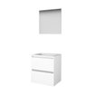 Basic-Line Basic 46 badkamermeubelset - 60x46cm - greeploos - 2 lades - acryl wastafel - 0 kraangaten - Spiegel - MDF lak Ice White SW350855