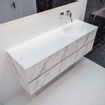 MONDIAZ VICA Badkamermeubelset - 150cm - 2 lades - wasbak Moon rechts - 0 kraangaten - solid surface carrara marmer SW410218