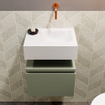 MONDIAZ ANDOR Toiletmeubel - 40x30x30cm - 0 kraangaten - 1 lades - army mat - wasbak rechts - Solid surface - Wit SW474061