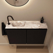 MONDIAZ TURE-DLUX 80cm toiletmeubel Urban. EDEN wastafel Glace positie links. Met 1 kraangat. SW1103162