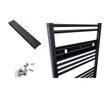 Sanicare Handdoekhouderpaneel - 51.7x9.2x2.7cm - voor radiator - 3 chromen handdoekknoppen - zwart mat SW891060