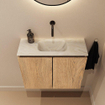 MONDIAZ TURE-DLUX 60cm toiletmeubel Washed Oak. EDEN wastafel Ostra positie midden. Zonder kraangat. SW1105114