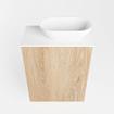 Mondiaz Fowy Toiletmeubel - 40x50x23cm - washed oak mat - 1 kraangat - wasbak rechts - 1 deur - solid surface - blad Melamine - wasbak: wit SW761410