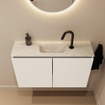 MONDIAZ TURE-DLUX 80cm toiletmeubel Talc. EDEN wastafel Ostra positie midden. Met 1 kraangat. SW1104662