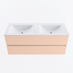 MONDIAZ VICA Badkamermeubelset - 120cm - onderkast rosee- 2 lades - wastafel cloud dubbel - zonder kraangaten - 60cm hoge versie - talc SW1083540