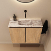 MONDIAZ TURE-DLUX 60cm toiletmeubel Washed Oak. EDEN wastafel Glace positie midden. Zonder kraangat. SW1103571