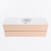 MONDIAZ VICA Badkamermeubelset - 140cm - onderkast rosee- 2 lades - wastafel moon midden - 1 kraangat - 60cm hoge versie - talc SW1080345