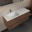 Mondiaz Aivy badmeubelset - 120x45x50cm - 1 kraangat - 1 wasbak talc Solid surface - Links - 2 lades - Zonder spiegel - Melamine Mocha SW892113