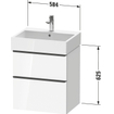 Duravit D-Neo wastafelonderkast 58.4x62.5x44.2cm 2 lades Betongrijs Mat SW641016