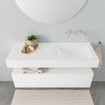 MONDIAZ ALAN 120cm - onderkast - 1 lade - vrijhangende wastafel - wasbak rechts - 0 kraangaten - talc SW408418
