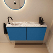 MONDIAZ TURE-DLUX 100cm toiletmeubel Jeans. EDEN wastafel Glace positie links. Met 1 kraangat. SW1103367