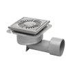 Aquaberg RVS vloerput onderuitlaat met emmer 20x20cm RVS rooster 75mm vastzetbaar 2300275