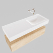 MONDIAZ ALAN 120cm - onderkast - washed oak - 1 lade - vrijhangende wastafel - wasbak rechts - 0 kraangaten - talc SW408574