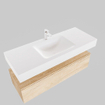 MONDIAZ ALAN 120cm - onderkast - washed oak - 1 lade - vrijhangende wastafel - wasbak midden - 1 kraangat - talc SW408582