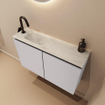 MONDIAZ TURE-DLUX 80cm toiletmeubel Cale. EDEN wastafel Opalo positie links. Met 1 kraangat. SW1104233
