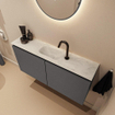MONDIAZ TURE-DLUX 100cm toiletmeubel Dark Grey. EDEN wastafel Opalo positie midden. Met 1 kraangat. SW1104280