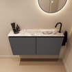 MONDIAZ TURE-DLUX 100cm toiletmeubel Dark Grey. EDEN wastafel Glace positie rechts. Met 1 kraangat. SW1103247