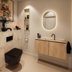 MONDIAZ TURE-DLUX 100cm toiletmeubel Washed Oak. EDEN wastafel Frappe positie midden. Met 1 kraangat. SW1103092