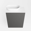 Mondiaz Fowy Toiletmeubel - 40x50x23cm - dark grey mat - 1 kraangat - wasbak links - 1 deur - solid surface - blad MDF - wasbak: Wit / Zwart SW760932