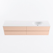 MONDIAZ VICA Badkamermeubelset - 200cm - onderkast rosee - 4 lades - wastafel moon rechts - 1 kraangat - 60cm hoge versie - talc SW1080423