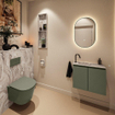 MONDIAZ TURE-DLUX 60cm toiletmeubel Army. EDEN wastafel Glace positie links. Met 1 kraangat. SW1103154