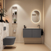 MONDIAZ TURE-DLUX 100cm toiletmeubel Dark Grey. EDEN wastafel Glace positie rechts. Met 1 kraangat. SW1103247