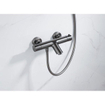 Fortifura Calvi Thermostatische badkraan met ronde handdouche, handdouchehouder en gladde doucheslang Geborsteld Gunmetal PVD SW811976