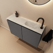 MONDIAZ TURE-DLUX 80cm toiletmeubel Dark Grey. EDEN wastafel Opalo positie rechts. Met 1 kraangat. SW1104259