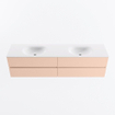 MONDIAZ Vica Badkamermeubelset - 190cm - onderkast rosee - 4 lades - wastafel moon dubbel - zonder kraangaten - 60cm hoge versie - talc SW1080424