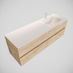 MONDIAZ VICA Badkamermeubelset - 150cm - 4 lades - wasbak Cloud rechts - 1 kraangat - solid surface washed oak SW410018